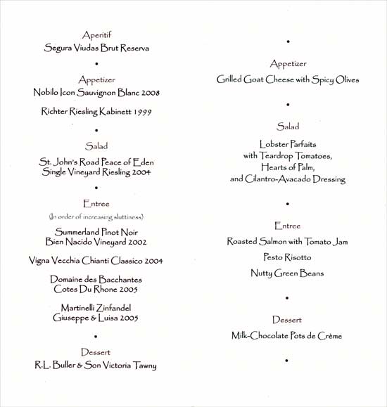 Hawn Gourmet Menu - May 2009