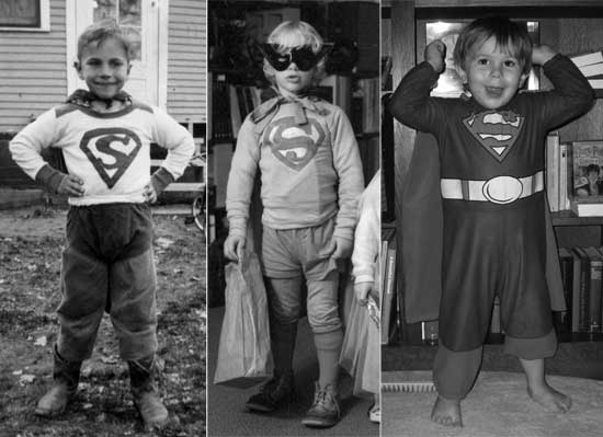 Three generations of Thorpe Supermen defending truth, justice, and the American way